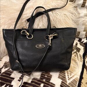 Coach Colette Black Pebbled Leather Tote